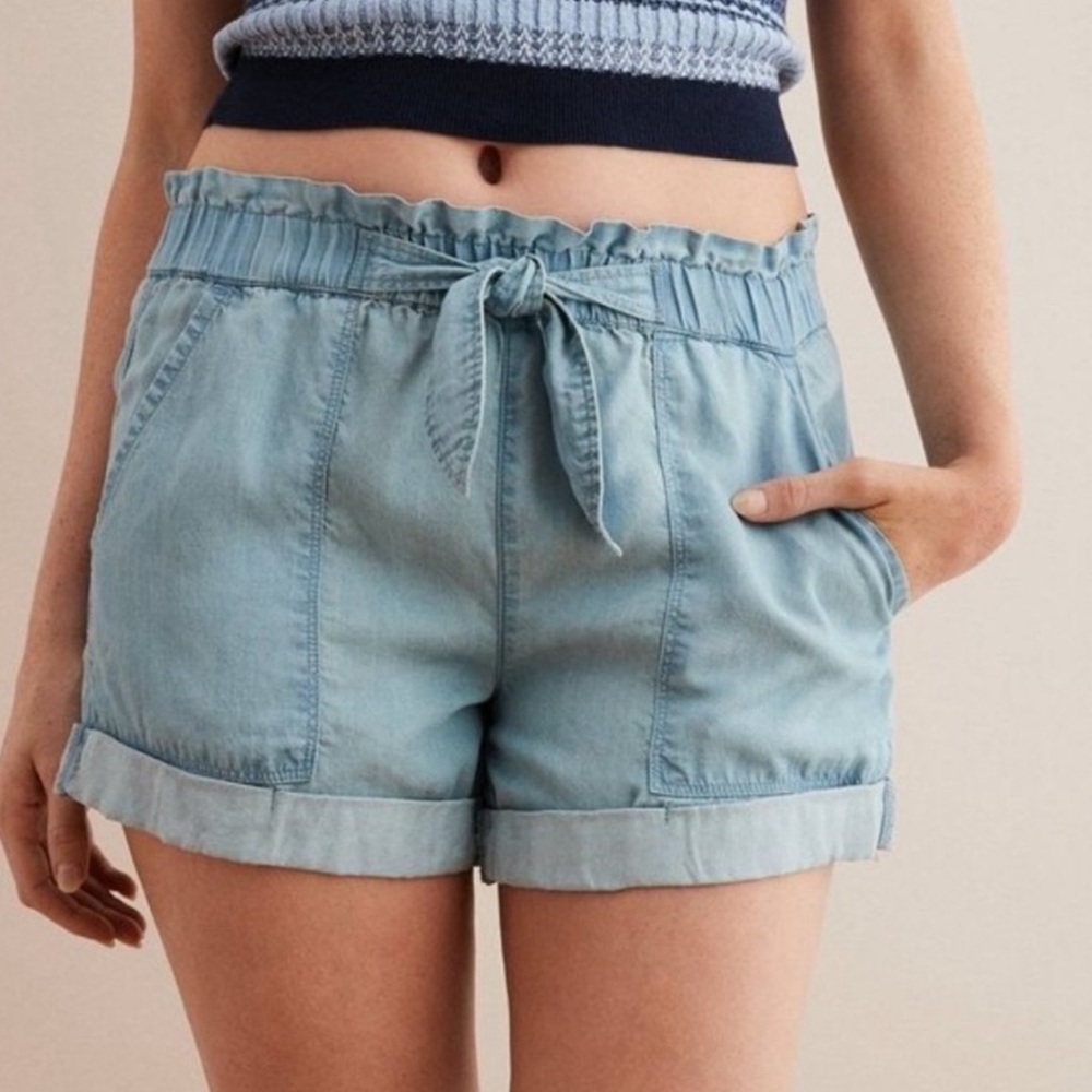 🔥 3/$20 Aerie chambray paper-bag camp shorts XS